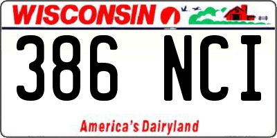 WI license plate 386NCI