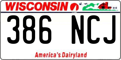 WI license plate 386NCJ