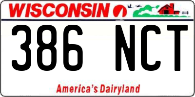 WI license plate 386NCT