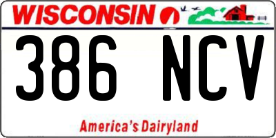 WI license plate 386NCV