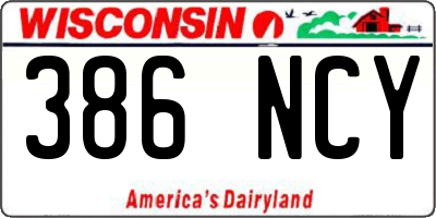 WI license plate 386NCY