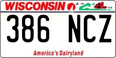 WI license plate 386NCZ