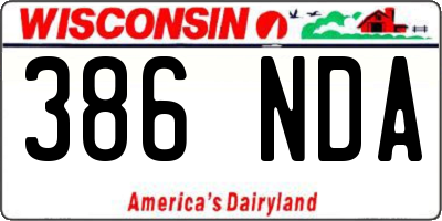 WI license plate 386NDA