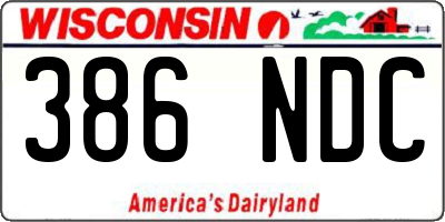 WI license plate 386NDC