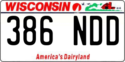 WI license plate 386NDD