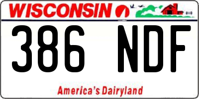 WI license plate 386NDF