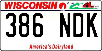 WI license plate 386NDK