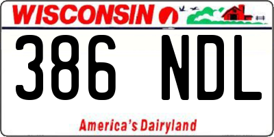 WI license plate 386NDL