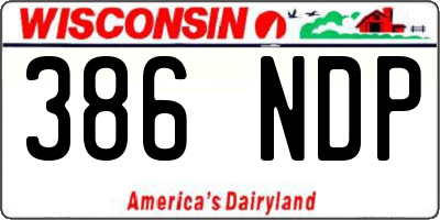 WI license plate 386NDP