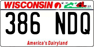 WI license plate 386NDQ