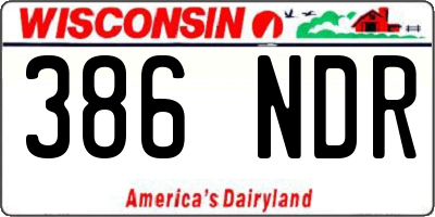 WI license plate 386NDR