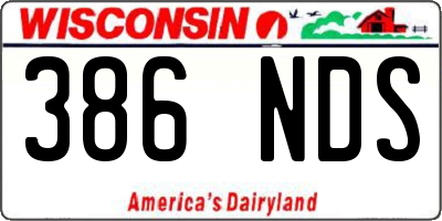 WI license plate 386NDS