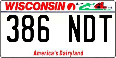 WI license plate 386NDT