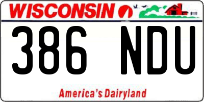 WI license plate 386NDU