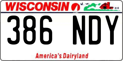 WI license plate 386NDY