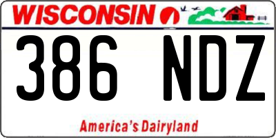 WI license plate 386NDZ