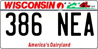 WI license plate 386NEA