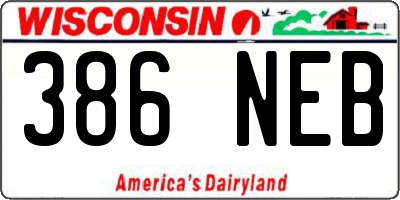 WI license plate 386NEB