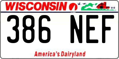 WI license plate 386NEF