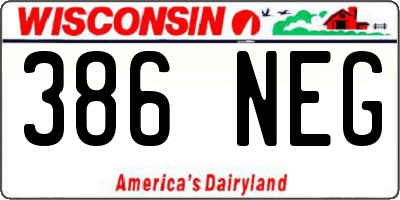 WI license plate 386NEG
