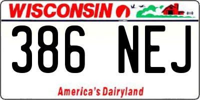 WI license plate 386NEJ