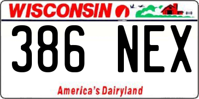 WI license plate 386NEX