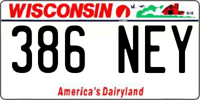 WI license plate 386NEY