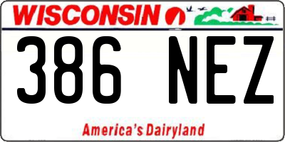 WI license plate 386NEZ
