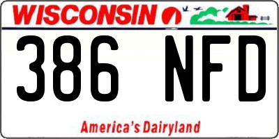 WI license plate 386NFD