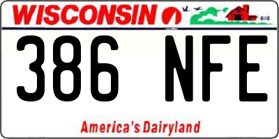 WI license plate 386NFE