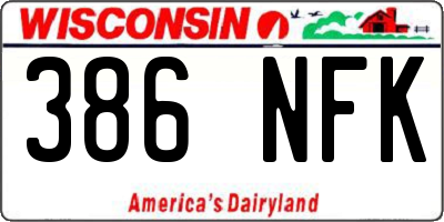 WI license plate 386NFK