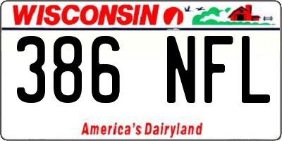 WI license plate 386NFL