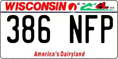 WI license plate 386NFP