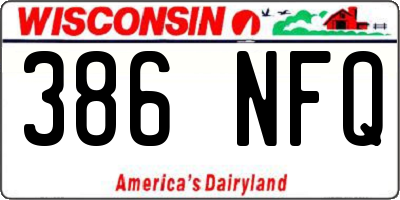 WI license plate 386NFQ