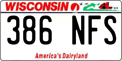 WI license plate 386NFS