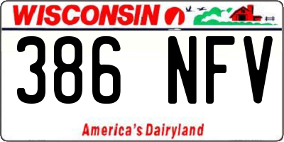 WI license plate 386NFV
