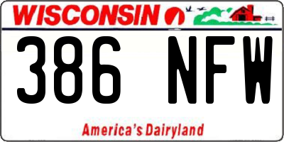 WI license plate 386NFW