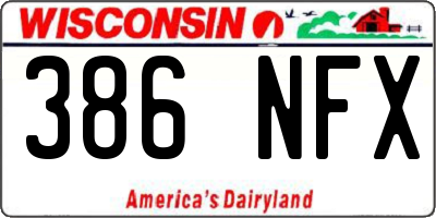 WI license plate 386NFX
