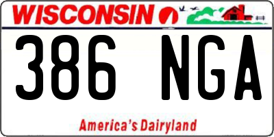 WI license plate 386NGA