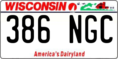 WI license plate 386NGC