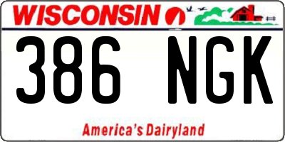 WI license plate 386NGK