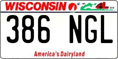 WI license plate 386NGL