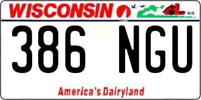 WI license plate 386NGU