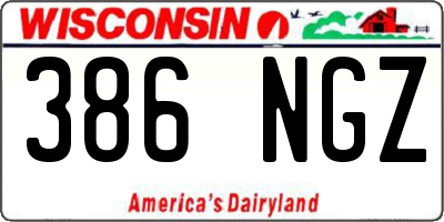 WI license plate 386NGZ