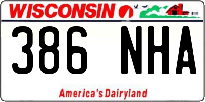 WI license plate 386NHA