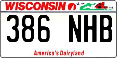 WI license plate 386NHB
