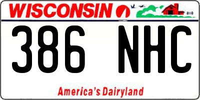 WI license plate 386NHC