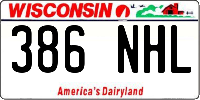 WI license plate 386NHL