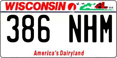 WI license plate 386NHM