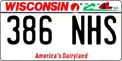 WI license plate 386NHS